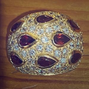 Vintage gold, garnet and diamond pendant